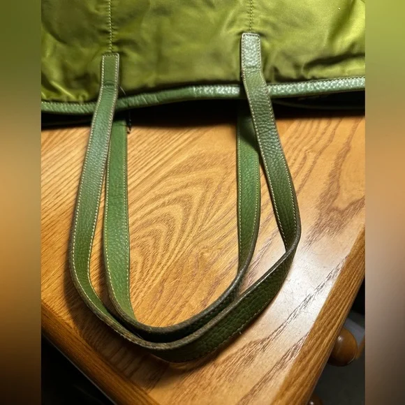 Prada Green Nylon Tote w/ Leather Trim - Picture 2 of 12